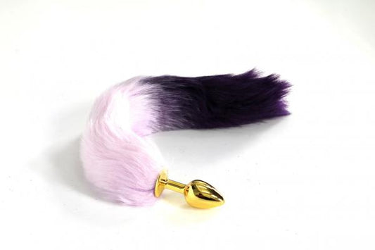 Tailz Silicone Plug Small 2 Tone Faux Fur Fox Purple, Violet